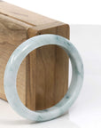 Baikalla Jewelry Jadeite Jade Bangle Bracelet Natural Burmese Blue-green Jadeite Jade Oval Bangle Bracelet (56.19mm)