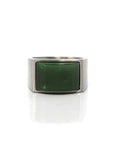 Baikalla Jewelry Jade Ring Copy of Baikalla™ "Signature Signet" Sterling Silver Real Green Nephrite Jade Classic Men's Ring