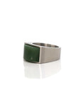 Baikalla Jewelry Jade Ring Copy of Baikalla™ "Signature Signet" Sterling Silver Real Green Nephrite Jade Classic Men's Ring