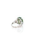 Baikalla Jewelry Jade Ring Copy of Baikalla™ "Classic Oval With Accents" Sterling Silver Real Green Nephrite Jade Classic Ring For Her