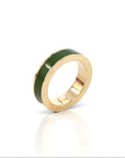 *Custom 18k Yellow Gold Natural Green Nephrite Jade Inlay Ring Size 9.5 (06/04/26)