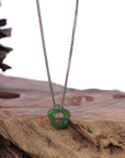 Baikalla Jewelry Jade Pendant Necklace Copy of Genuine HeTian Nephrite Green Jade Lucky KouKou Circle Pendant Necklace