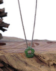 Baikalla Jewelry Jade Pendant Necklace Copy of Genuine HeTian Nephrite Green Jade Lucky KouKou Circle Pendant Necklace