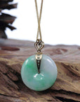 Baikalla Jewelry Gold Jadeite Jade Pendant Necklace Copy of Copy of "Good Luck Button" Lavender Jadeite Jade Lucky KouKou Pendant With 14K Yellow Gold Diamond Bail
