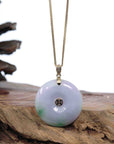 Baikalla Jewelry Gold Jadeite Jade Pendant Necklace Copy of Copy of Copy of "Good Luck Button" Lavender Jadeite Jade Lucky KouKou Pendant With 14K Yellow Gold Diamond Bail