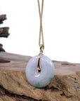 Baikalla Jewelry Gold Jadeite Jade Pendant Necklace Copy of Copy of Copy of "Good Luck Button" Lavender Jadeite Jade Lucky KouKou Pendant With 14K Yellow Gold Diamond Bail