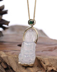 Baikalla Jewelry Jade Guanyin Pendant Necklace Copy of Copy of Baikalla 14k "Goddess of Compassion" Genuine Burmese Jadeite Jade Guanyin Necklace