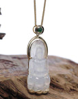 Baikalla Jewelry Jade Guanyin Pendant Necklace Copy of Copy of Baikalla 14k "Goddess of Compassion" Genuine Burmese Jadeite Jade Guanyin Necklace