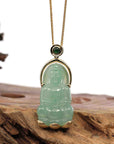 Baikalla Jewelry Jade Guanyin Pendant Necklace Copy of Copy of Baikalla 14k "Goddess of Compassion" Genuine Burmese Jadeite Jade Guanyin Necklace