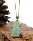Baikalla Jewelry Jade Guanyin Pendant Necklace Copy of Copy of Baikalla 14k "Goddess of Compassion" Genuine Burmese Jadeite Jade Guanyin Necklace