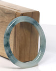 Baikalla Icy Blue-Green Jadeite Jade Oval Bangle Bracelet (52.6mm)