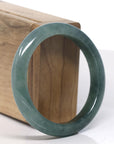 Baikalla Icy Deep Green Jadeite Jade Bangle Bracelet (56.7mm)