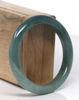 Baikalla Icy Deep Green Jadeite Jade Bangle Bracelet (56.7mm)