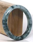 Baikalla Blue-Green Flower Jadeite Jade Bangle Bracelet (61.7mm)