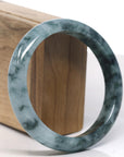 Baikalla Blue-Green Flower Jadeite Jade Bangle Bracelet (61.7mm)