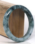 Baikalla Blue-Green Flower Jadeite Jade Bangle Bracelet (61.7mm)