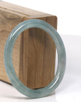 Baikalla Icy Oil Green Jadeite Jade Oval Traditional Round Bangle Bracelet (55.5mm)