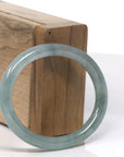 Baikalla Icy Oil Green Jadeite Jade Oval Traditional Round Bangle Bracelet (55.5mm)