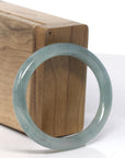Baikalla Icy Oil Green Jadeite Jade Oval Traditional Round Bangle Bracelet (55.5mm)