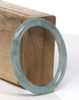 Baikalla Icy Oil Green Jadeite Jade Oval Traditional Round Bangle Bracelet (55.5mm)