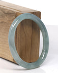 Baikalla Icy Oil Green Jadeite Jade Oval Traditional Round Bangle Bracelet (55.5mm)