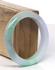 Baikalla Light Icy Green & Vibrant Apple Green Jade Bangle Bracelet (55.4mm)