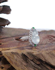 Baikalla Jewelry Jadeite Engagement Ring Copy of Baikalla "Hulu" 18k White Gold Natural Ice Jadeite Jade Pendant W/ Diamonds 2 in 1