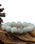 Baikalla Jewelry jade beads bracelet Natural Jadeite Jade Round Blue Green Large Beads Men's Bracelet (14mm)