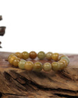 Baikalla Jewelry jade beads bracelet 6.5 inches Genuine Jadeite Jade Yellow Round Beads Bracelet ( 9.5 mm )