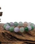 Baikalla Jewelry jade beads bracelet High end Genuine Jadeite Jade Round Multiple Colors Beads Bracelet (12 mm)