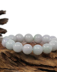 Baikalla Jewelry jade beads bracelet Natural Jadeite Jade Round Light Lavender Large Beads Men's Bracelet (14mm)