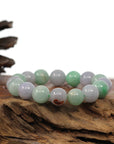Baikalla Jewelry jade beads bracelet 6.5 inches High end Genuine Jadeite Jade Round Multiple Colors Beads Bracelet (12 mm)