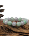 Baikalla Jewelry jade beads bracelet High end Genuine Jadeite Jade Round Multiple Colors Beads Bracelet (12 mm)