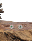 Baikalla 18K White Gold "Classic Stud" Burmese Jadeite Jade Earrings W/ Diamonds & Imperial Jade