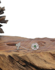 Baikalla 18K White Gold "Classic Stud" Burmese Jadeite Jade Earrings W/ Diamonds & Imperial Jade