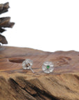 Baikalla 18K White Gold "Classic Stud" Burmese Jadeite Jade Earrings W/ Diamonds & Imperial Jade