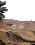 Baikalla 18K White Gold "Classic Stud" Burmese Jadeite Jade Earrings W/ Diamonds & Imperial Jade
