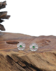 Baikalla 18K White Gold "Classic Stud" Burmese Jadeite Jade Earrings W/ Diamonds & Imperial Jade