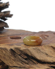 Baikalla Honey-Brown & Green Burmese Jadeite Jade Traditional Ring