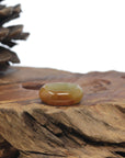 Baikalla Honey-Brown & Green Burmese Jadeite Jade Traditional Ring