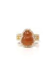 Baikalla "Hulu" 18k Yellow Gold Brown Honey-Yellow Jadeite Jade Ring W/ Diamonds