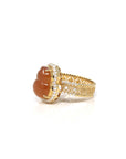Baikalla "Hulu" 18k Yellow Gold Brown Honey-Yellow Jadeite Jade Ring W/ Diamonds