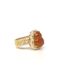Baikalla "Hulu" 18k Yellow Gold Brown Honey-Yellow Jadeite Jade Ring W/ Diamonds