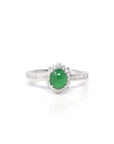 Baikalla 18K White Gold Green Imperial Jade Ring W/ Diamonds