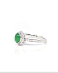 Baikalla 18K White Gold Green Imperial Jade Ring W/ Diamonds