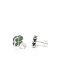 Baikalla Sterling Silver Green Nephrite Jade Lucky Four Leaf Earrings