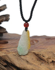 Baikalla Nine Tail Fox Burmese Icy Jadeite Jade W/ Patches of Yellow & Green Necklace