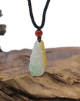 Baikalla Nine Tail Fox Burmese Icy Jadeite Jade W/ Patches of Yellow & Green Necklace