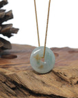 Baikalla "Ping An Kou" (Good Luck Button) Icy Green W/ SaJin "Gold Dust" Jadeite Jade Pendant