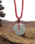 Baikalla "Ping An Kou" (Lucky Button) Icy Green W/ Sajin Burmese Jadeite Jade Necklace